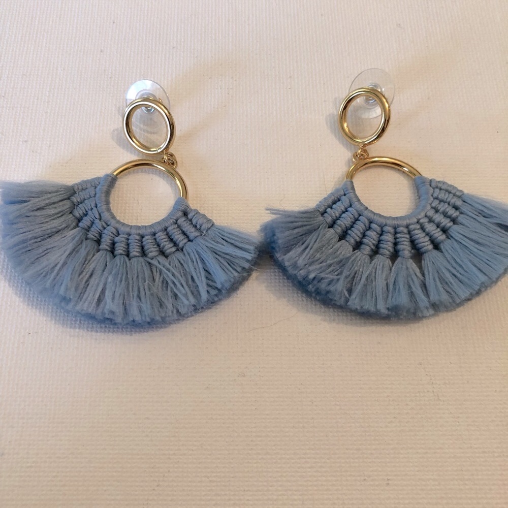 J. Crew Light Blue Tassel Earrings